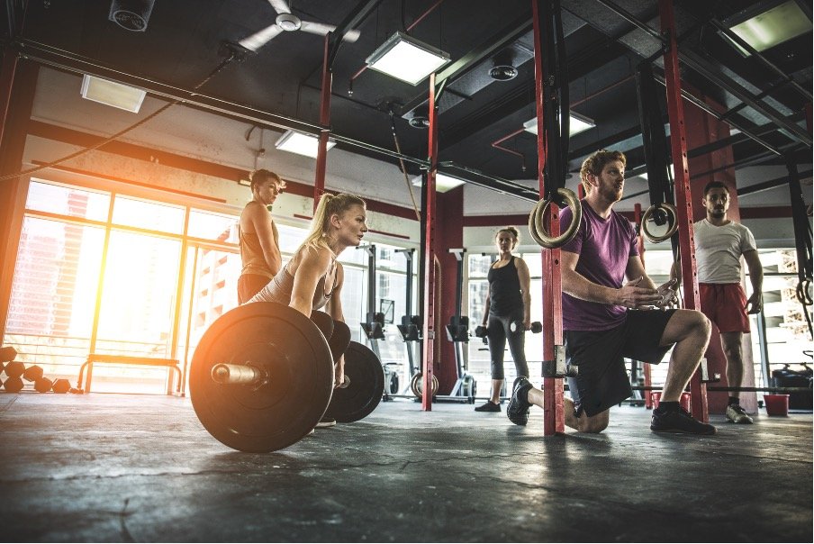 Group training in a gym